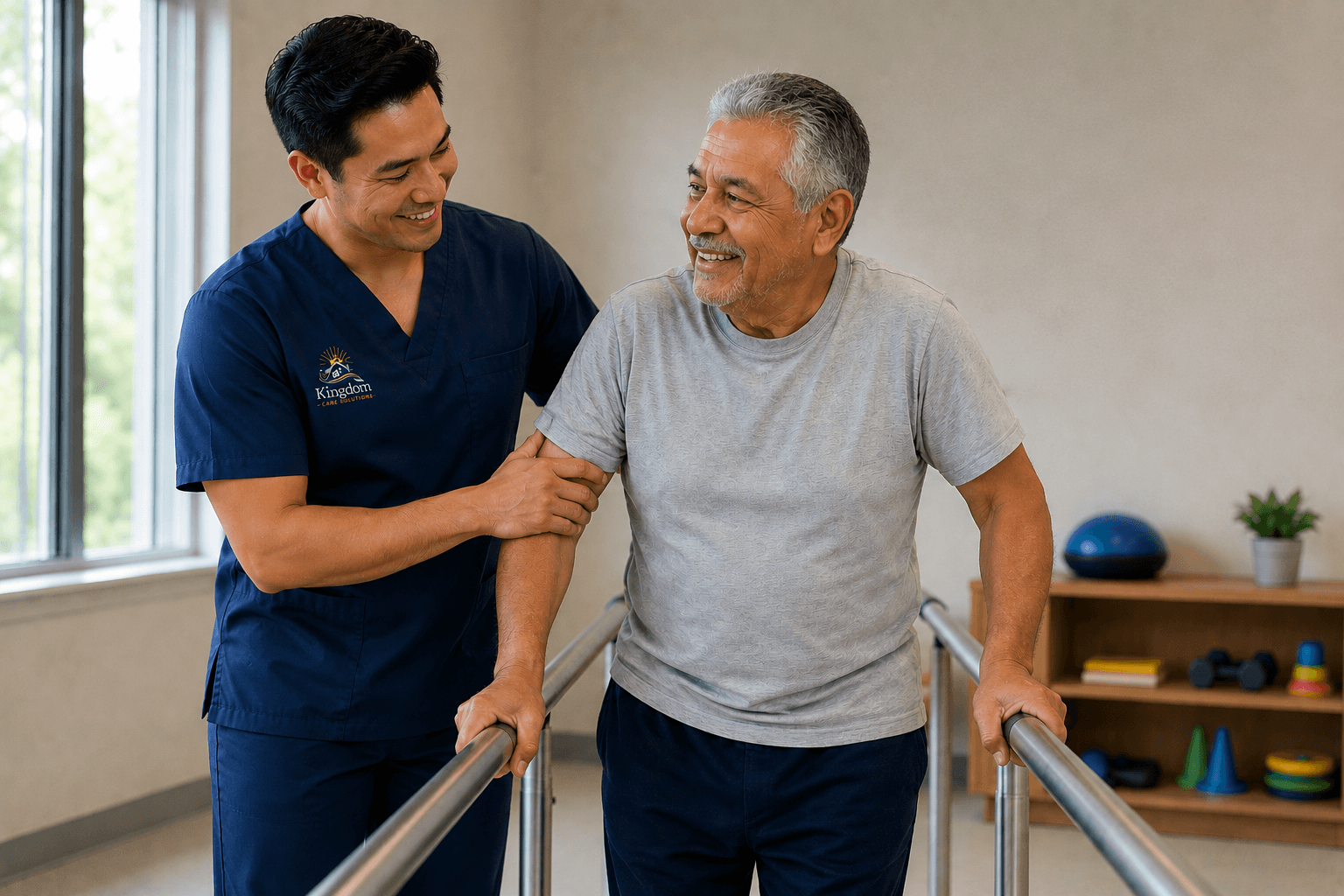 Caregiver and client sharing a warm moment